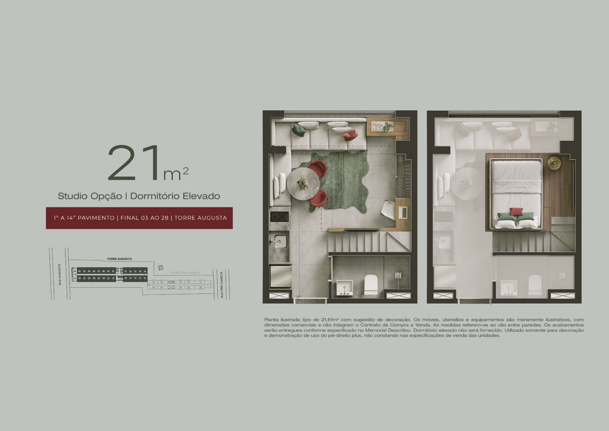 Planta Studio A – Dormitório Elevado